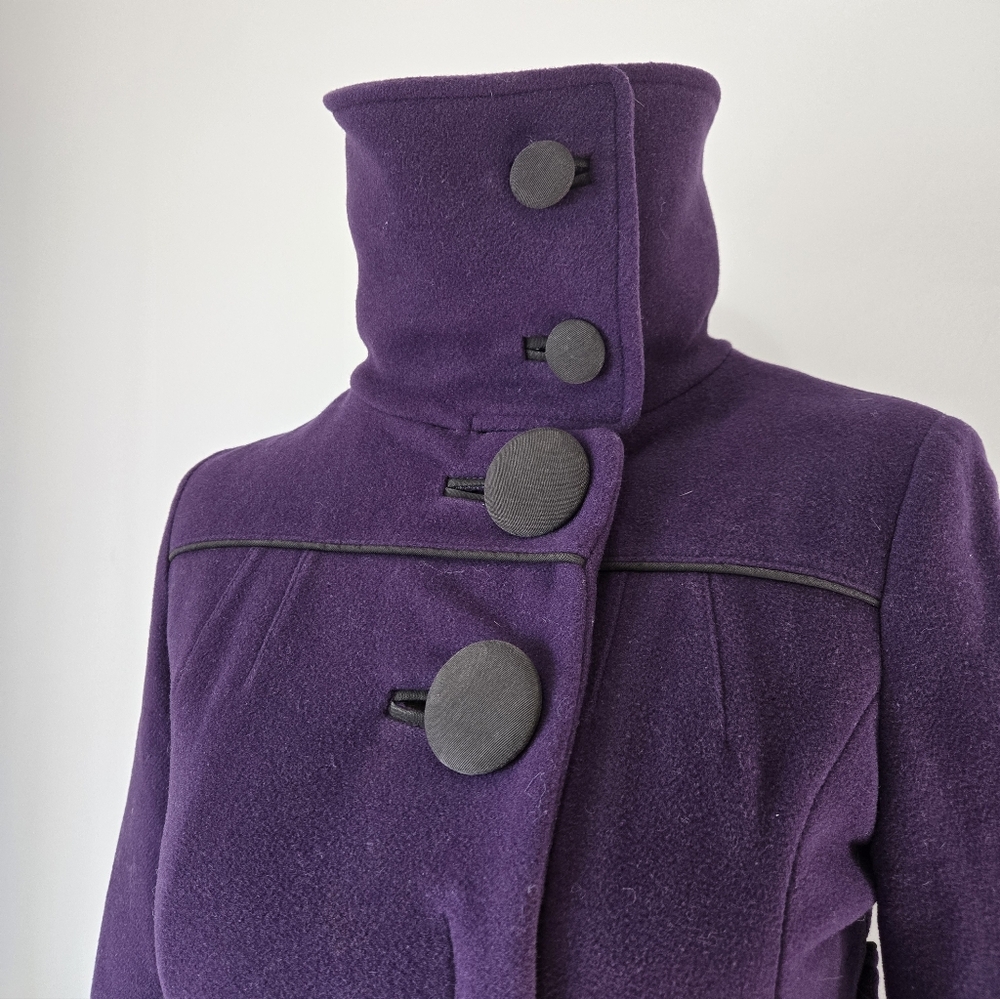 SOIA & KYO Purple Wool Blend thigh length Coat with Oversized buttons . Size XS - Picture 16 of 16